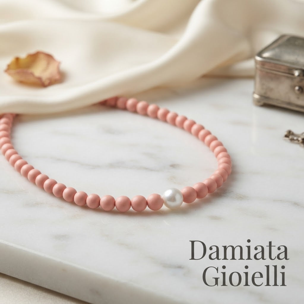 Collana degradè donna Miluna in argento con corallo rosa e perla ref. PCL5317