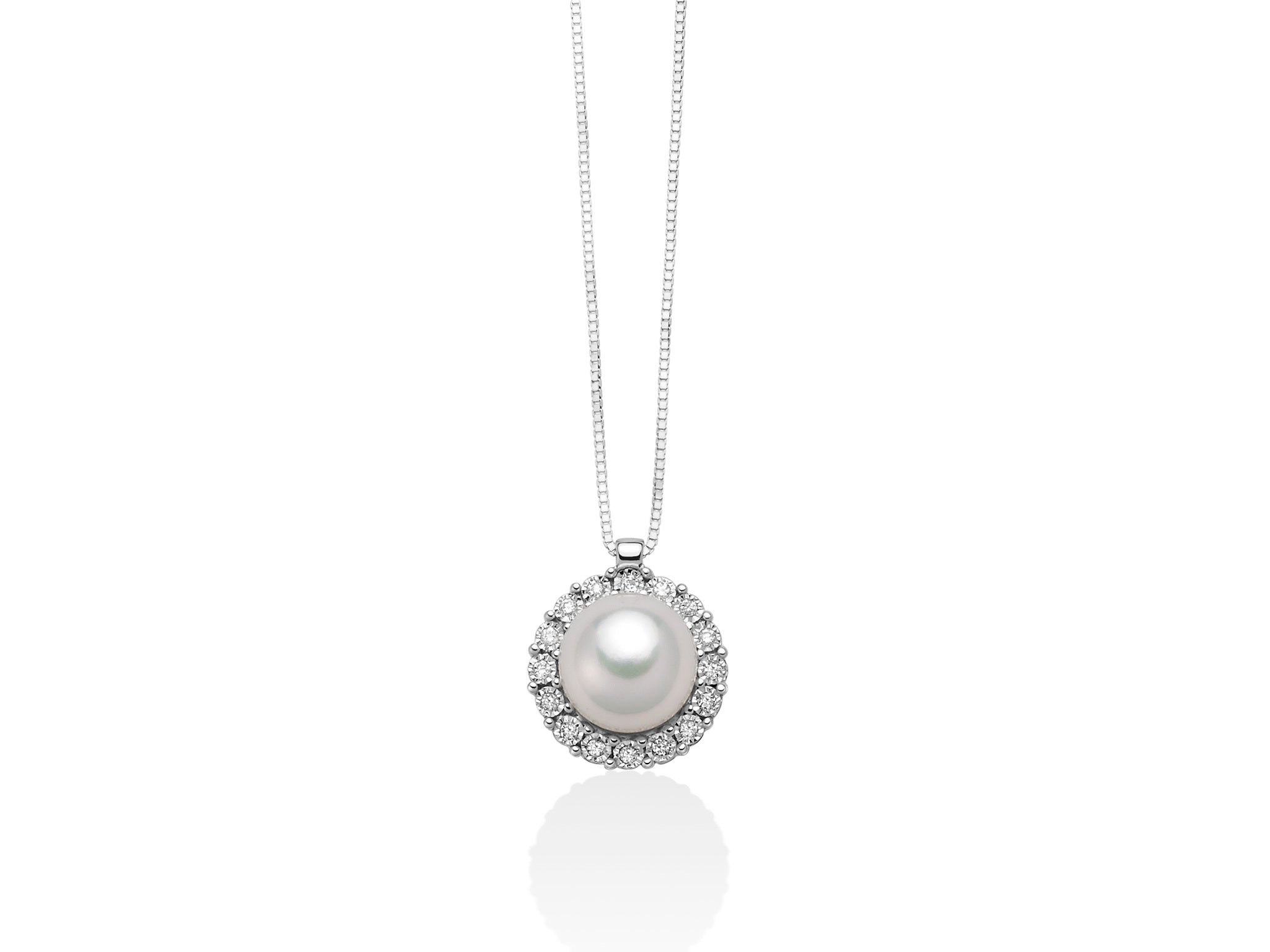 Collana donna Miluna in oro bianco, diamanti e perla PCL5748