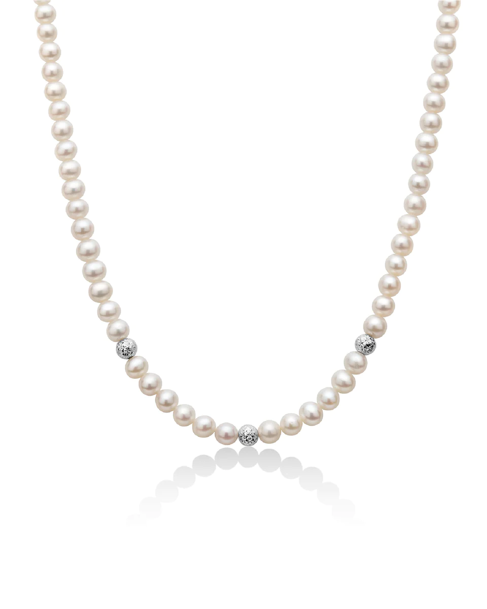 Collana donna Miluna filo di perle in oro bianco PCL6111