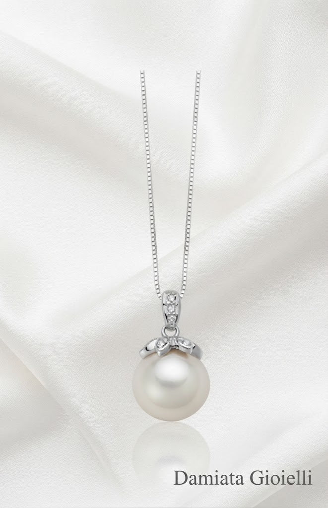 Collana donna Miluna in oro bianco, diamanti e perla ref. PCL6394
