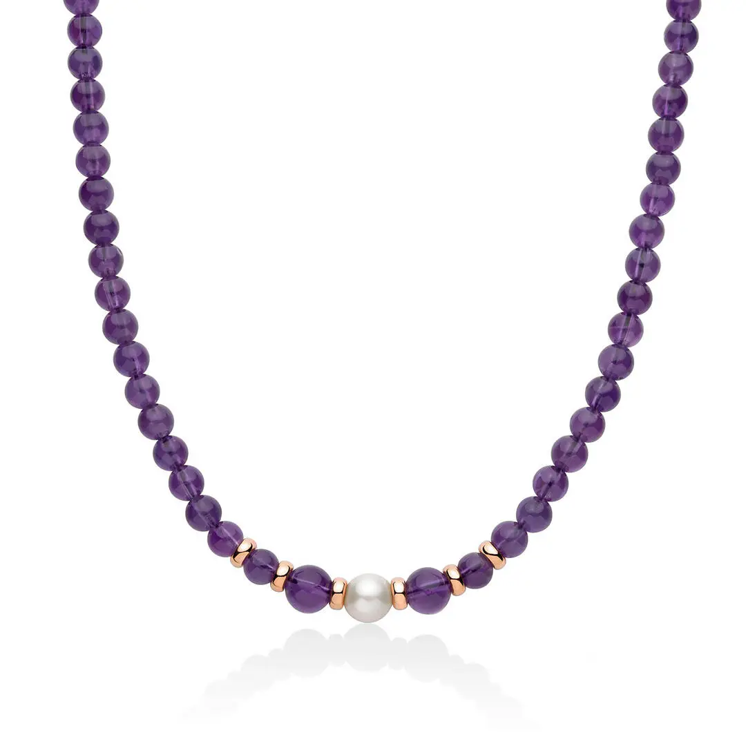 Collana donna Miluna in argento, ametista e perle PCL6524