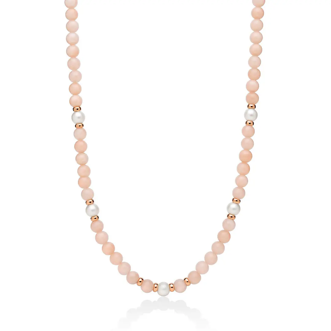 Collana lunga donna Miluna in argento, perle e giada rosa PCL6529