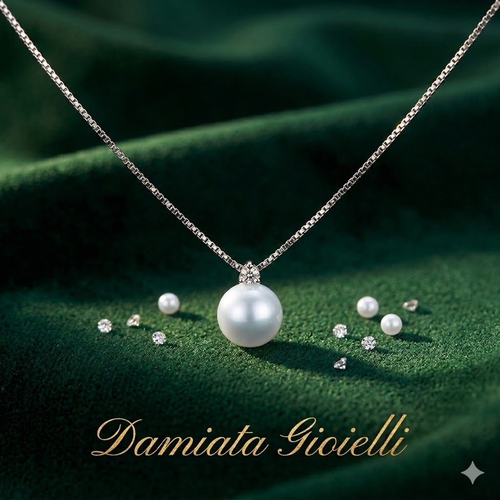 Collana donna Nimei in oro bianco, diamante e perla PCY775BN-003