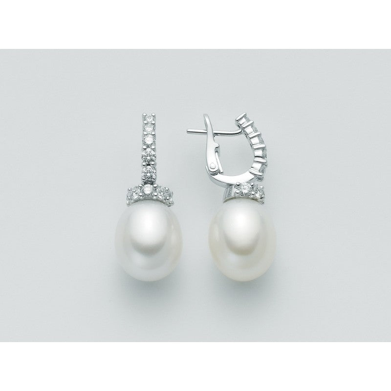 Orecchini donna Nimei in oro bianco, diamanti e perle AUSTRALIA PER1256A