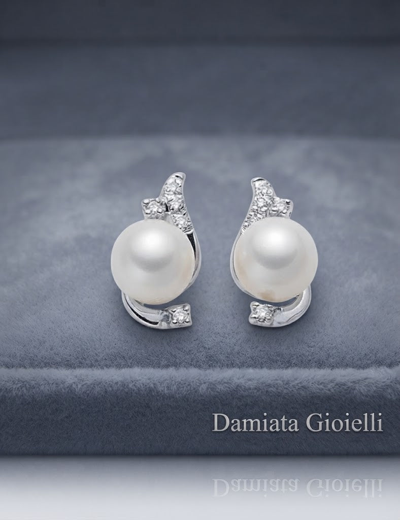Orecchini donna Miluna in oro bianco, diamanti e perle ref. PER1600