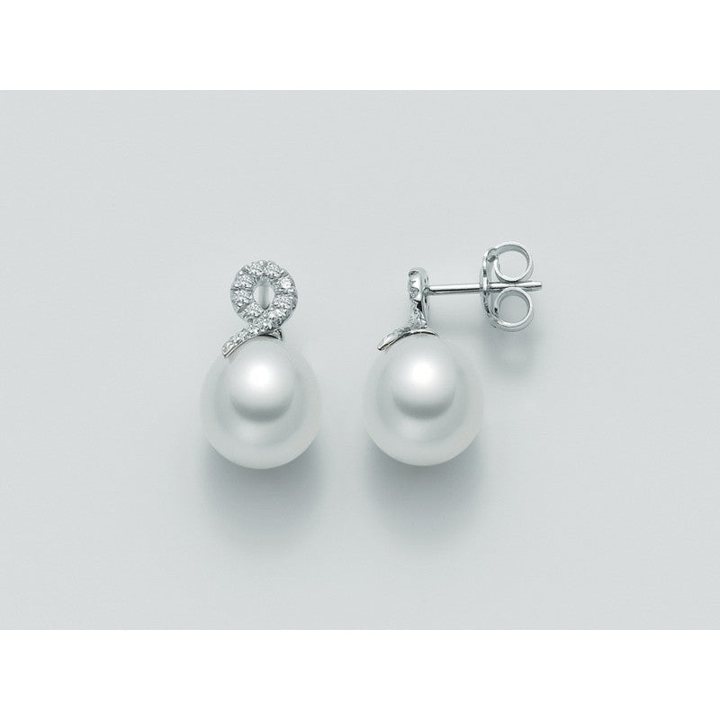 Orecchini donna Nimei in oro bianco, diamanti e perle AKOYA PER1886A