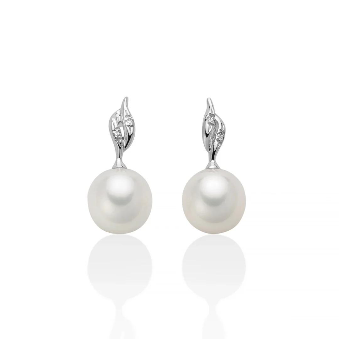Orecchini pendenti donna Miluna in oro bianco, diamanti e perle PER2284