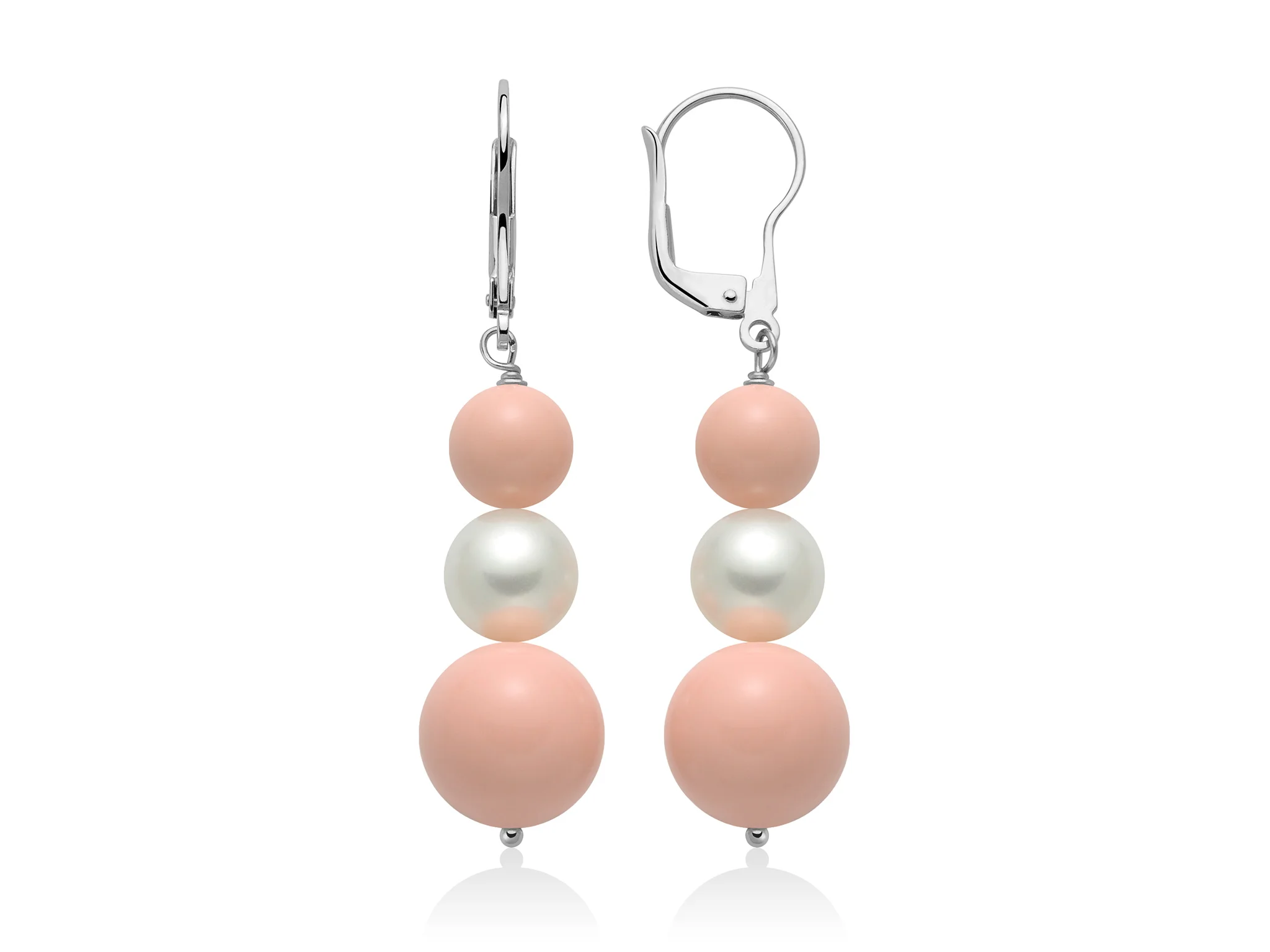Orecchini pendenti donna Miluna in argento, perle e corallo rosa PER2467