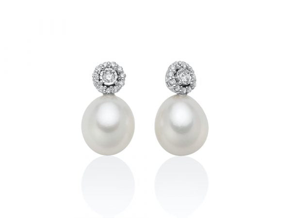 Orecchini donna Miluna in oro bianco, diamanti e perle PER2597