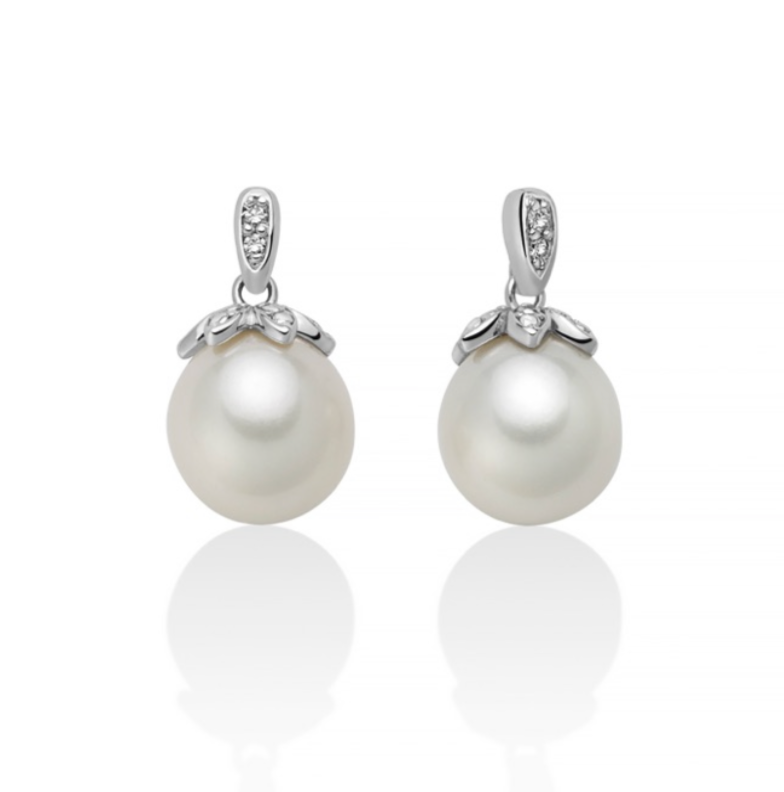 Orecchini donna Miluna in oro bianco, diamanti e perle PER2648
