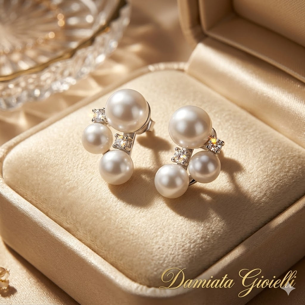 Orecchini donna Miluna in argento 925%, topazi e perle PER2890