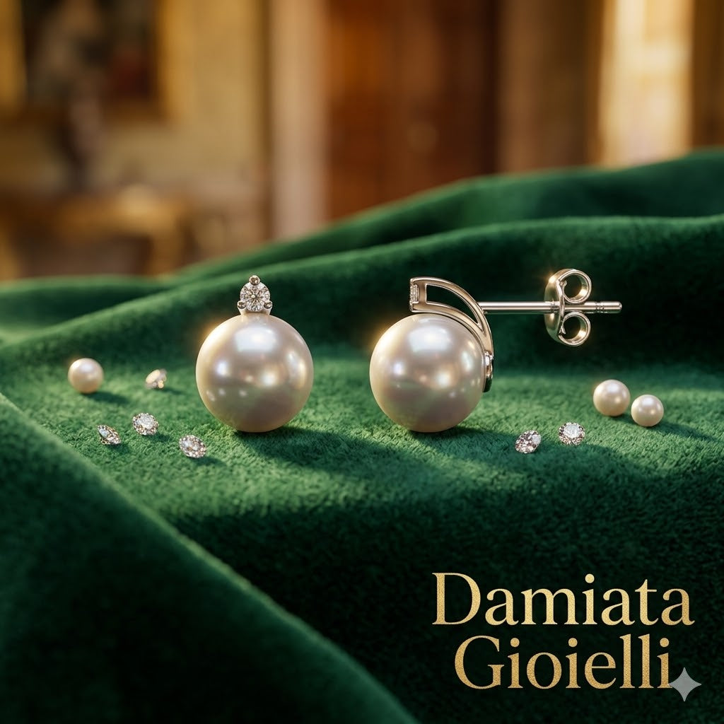 Orecchini donna Nimei in oro bianco, diamanti e perle d'acqua salata AKOYA PKG859BN-008