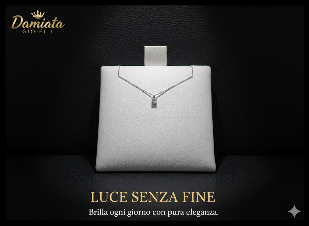 Collana punto luce donna Lucciole Gioielli in oro bianco e diamante PLFB-9KT-1