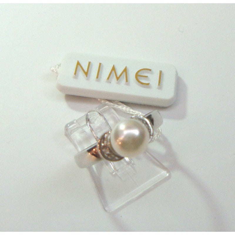 Anello donna Nimei in oro bianco, diamanti e perla PLI315