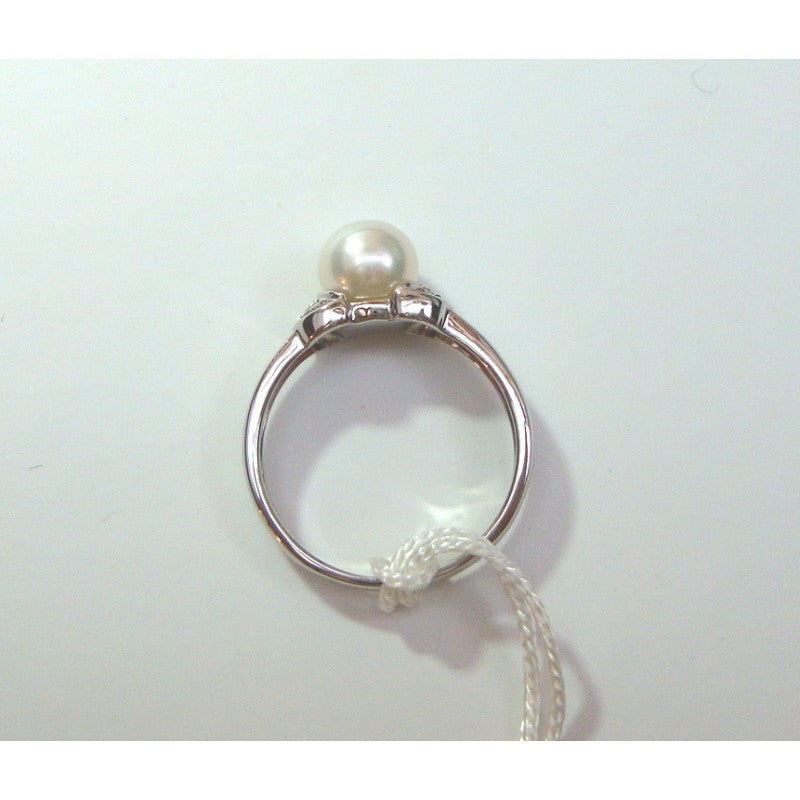 Anello donna Nimei in oro bianco, diamanti e perla PLI315