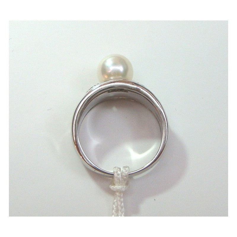 Anello donna Nimei in oro bianco, diamanti e perla PLI316