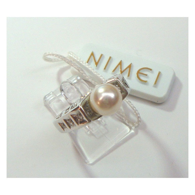 Anello donna Nimei in oro bianco, diamanti e perla AKOYA PLI334