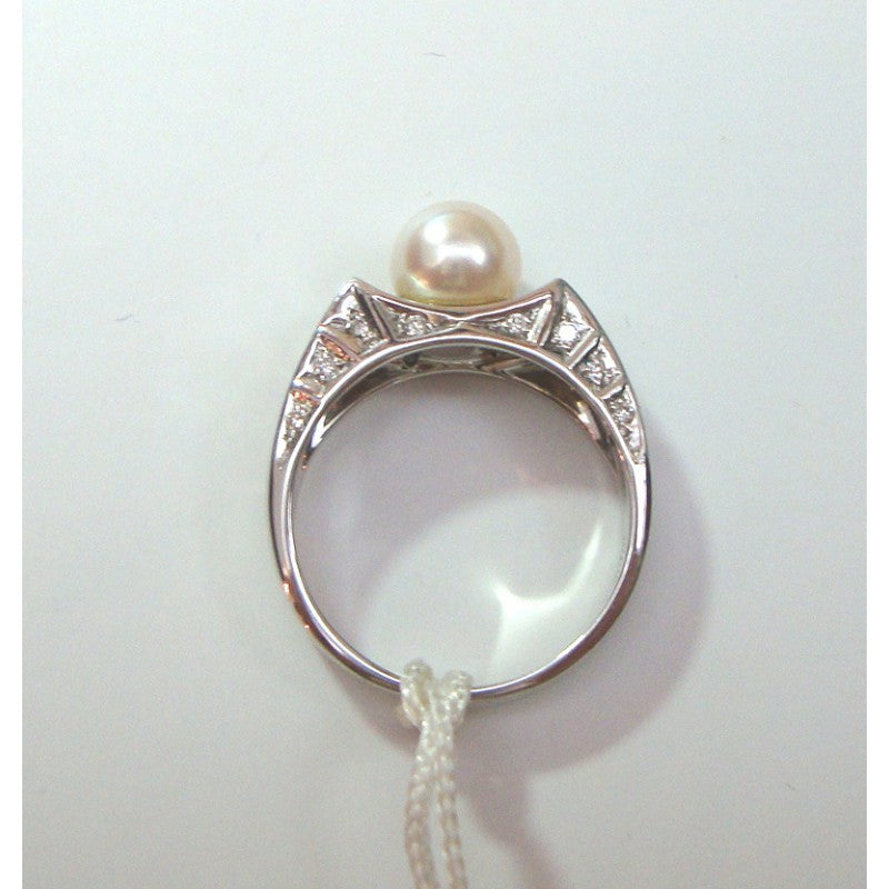 Anello donna Nimei in oro bianco, diamanti e perla AKOYA PLI334