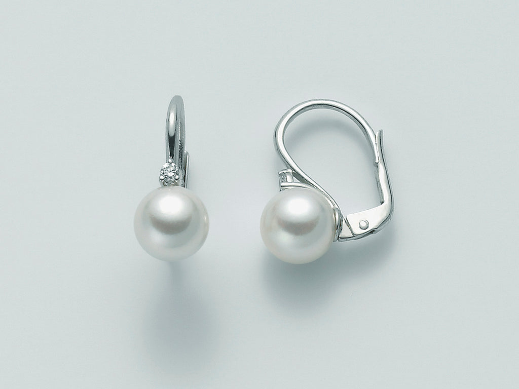 Orecchini donna Nimei in oro bianco, diamanti e perle AKOYA PMN775BN_005