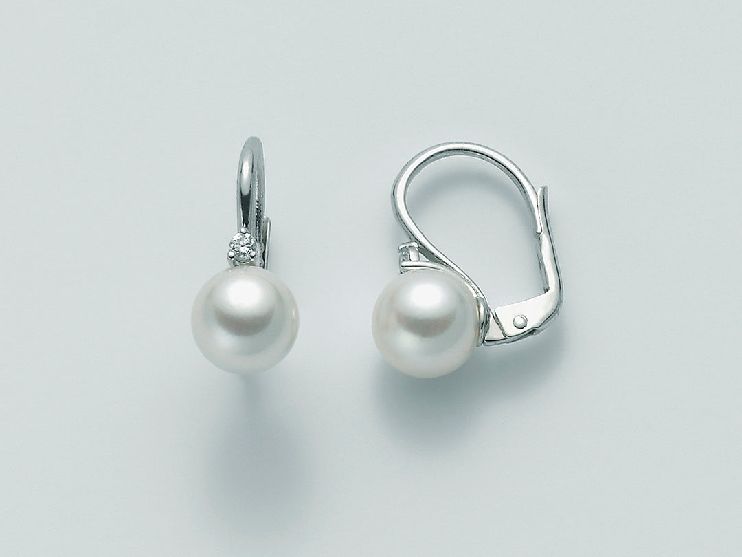 Orecchini donna Nimei in oro bianco, diamanti e perle AKOYA PMN775BN_005
