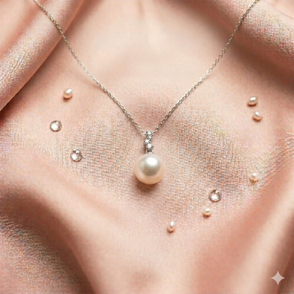 Collana donna Miluna in oro bianco, diamanti e perla  PPF323