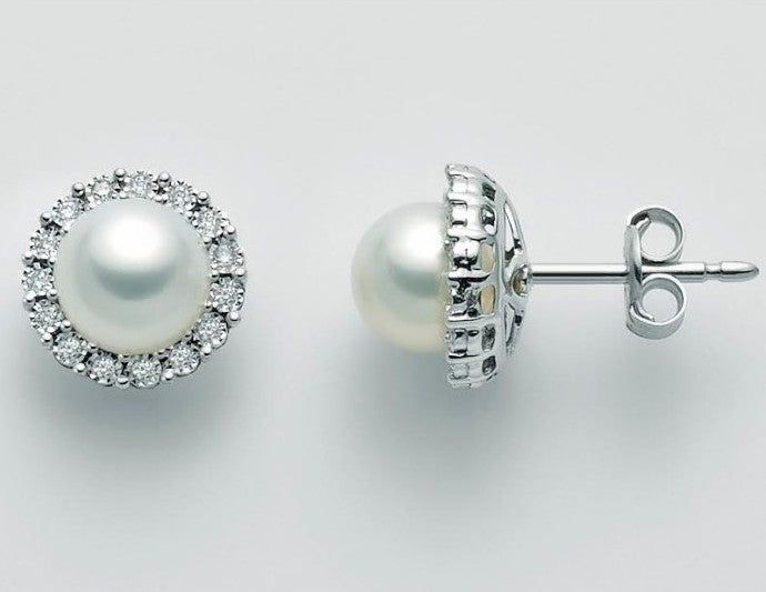 Orecchini donna Miluna in oro bianco, diamanti e perle PER2382