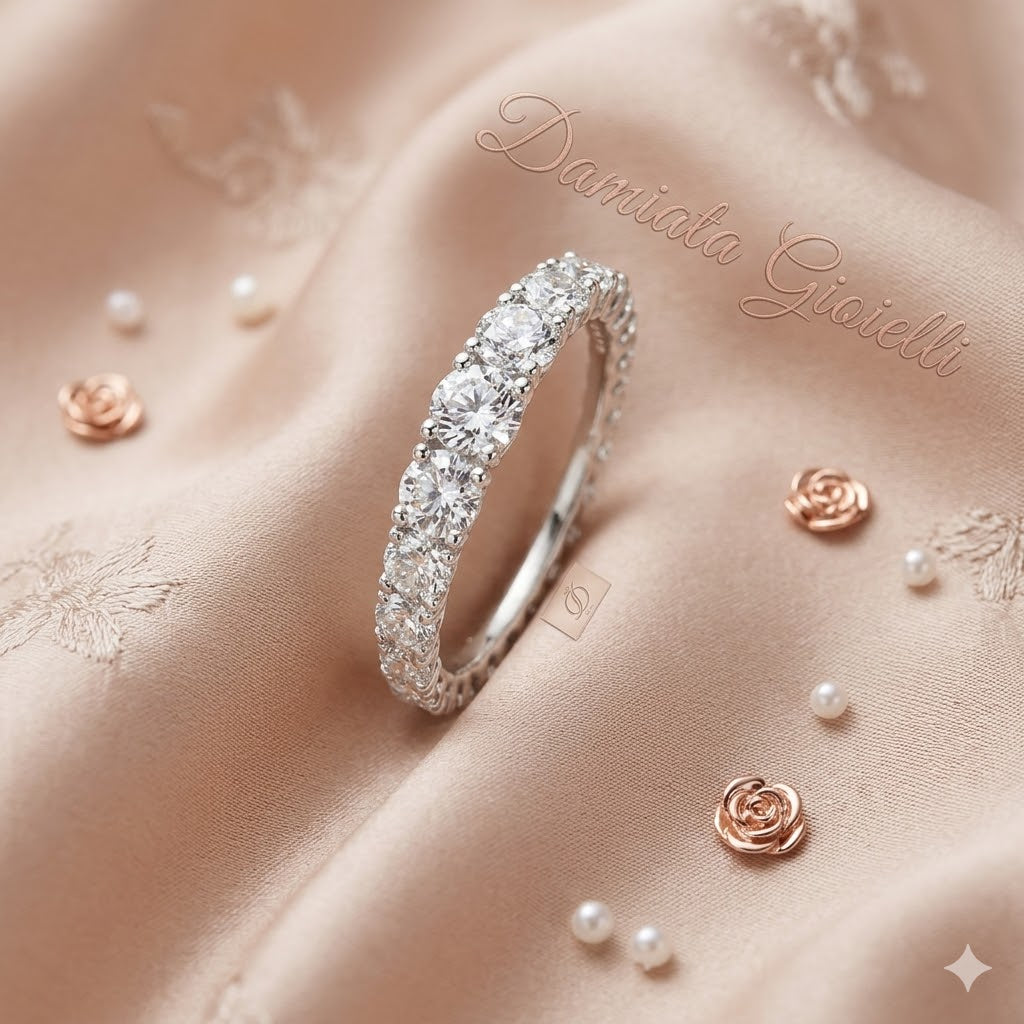 Anello veretta donna Recarlo in oro bianco e diamanti R01MS747/080-14
