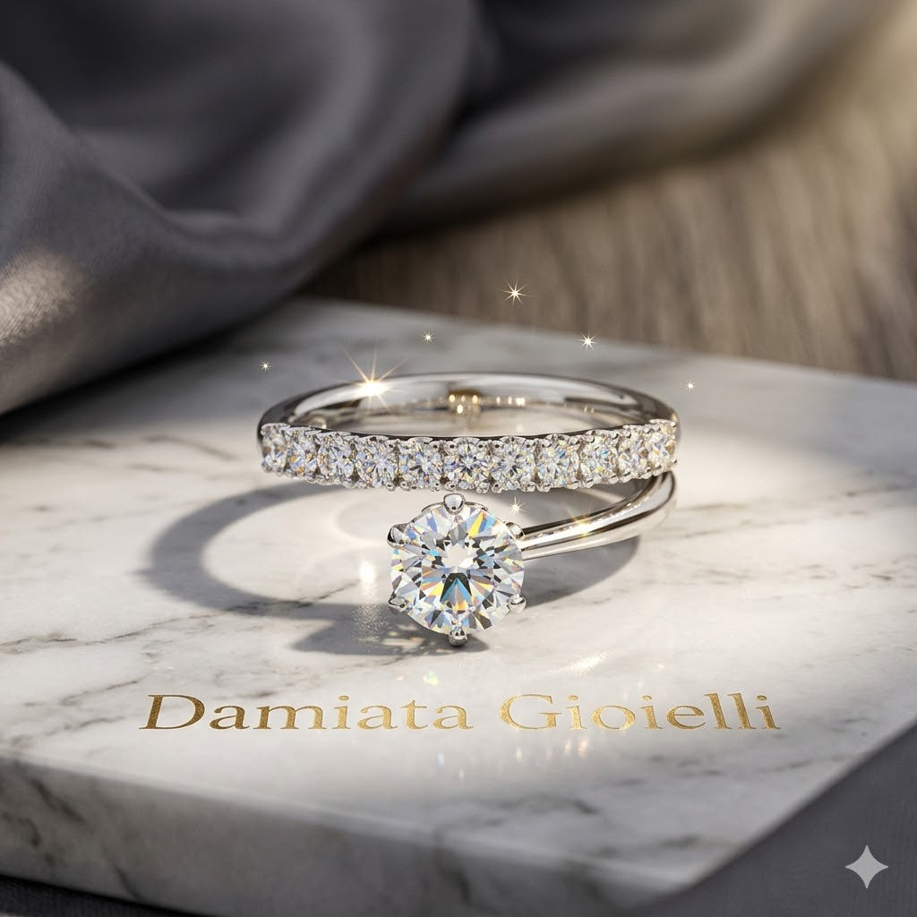 Anello solitario donna Recarlo in oro bianco e diamanti R01SF014/048-14