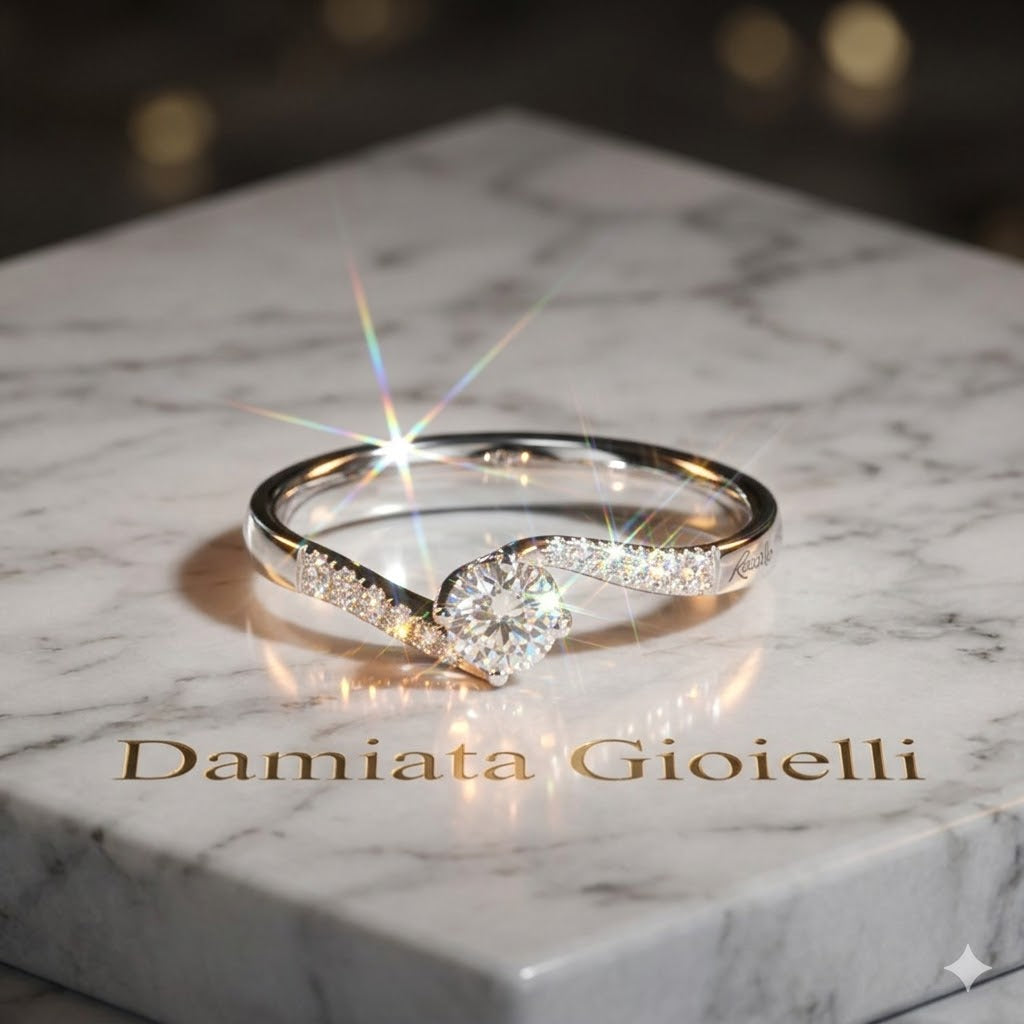 Anello solitario donna Recarlo in oro bianco e diamanti R01SP195/035-14