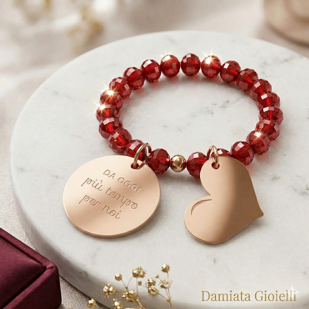 Anello elastico donna 10 Buoni Propositi in acciaio e cristalli R0658RO/R