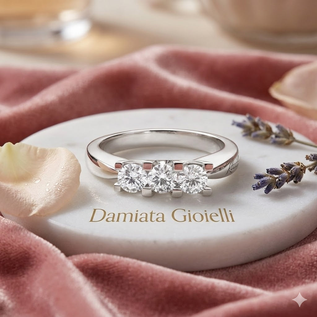 Anello trilogy donna Recarlo in oro bianco e diamanti R30TY265/050-14