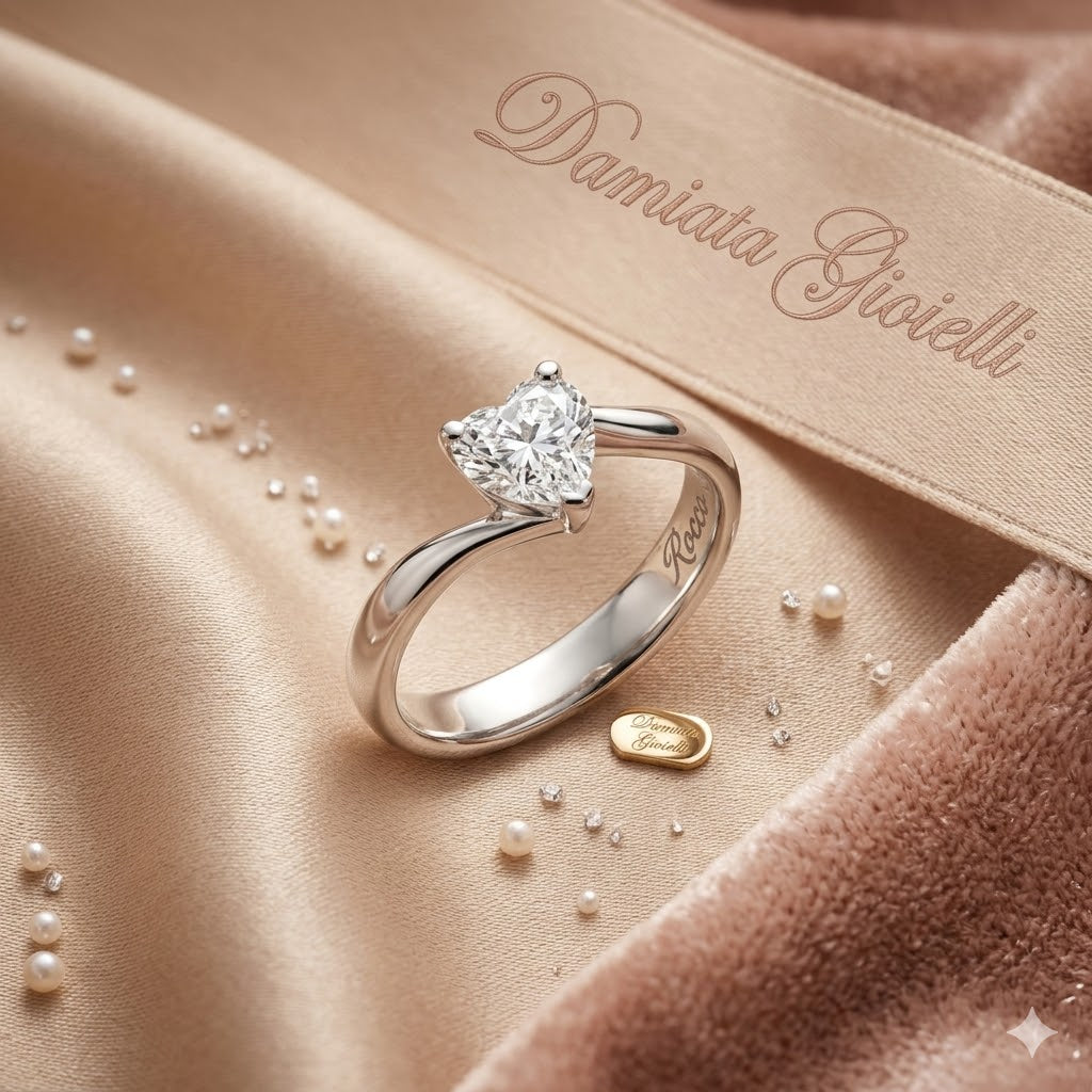 Anello cuore donna Recarlo in oro bianco e diamante R67SO001/025-14