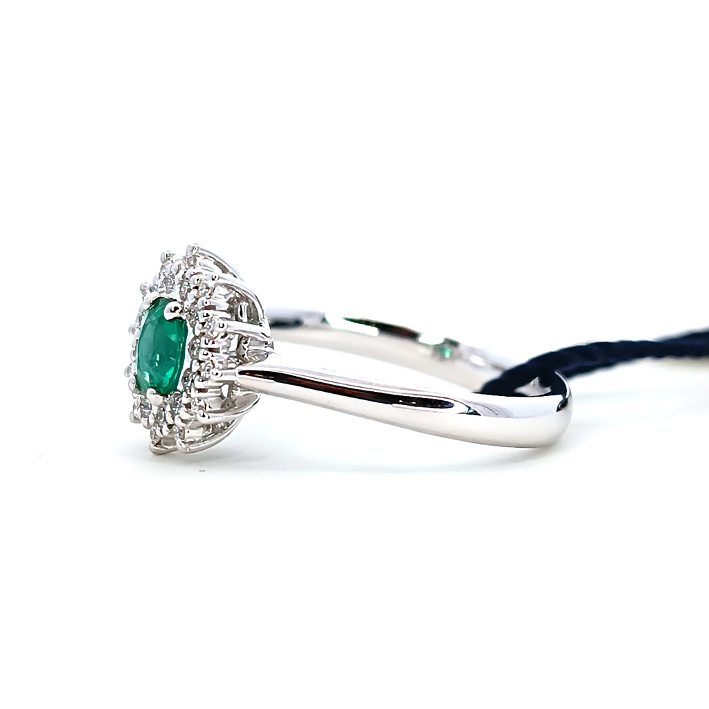Anello donna Recarlo in oro bianco, diamanti e smeraldo R77CC001/SM-13