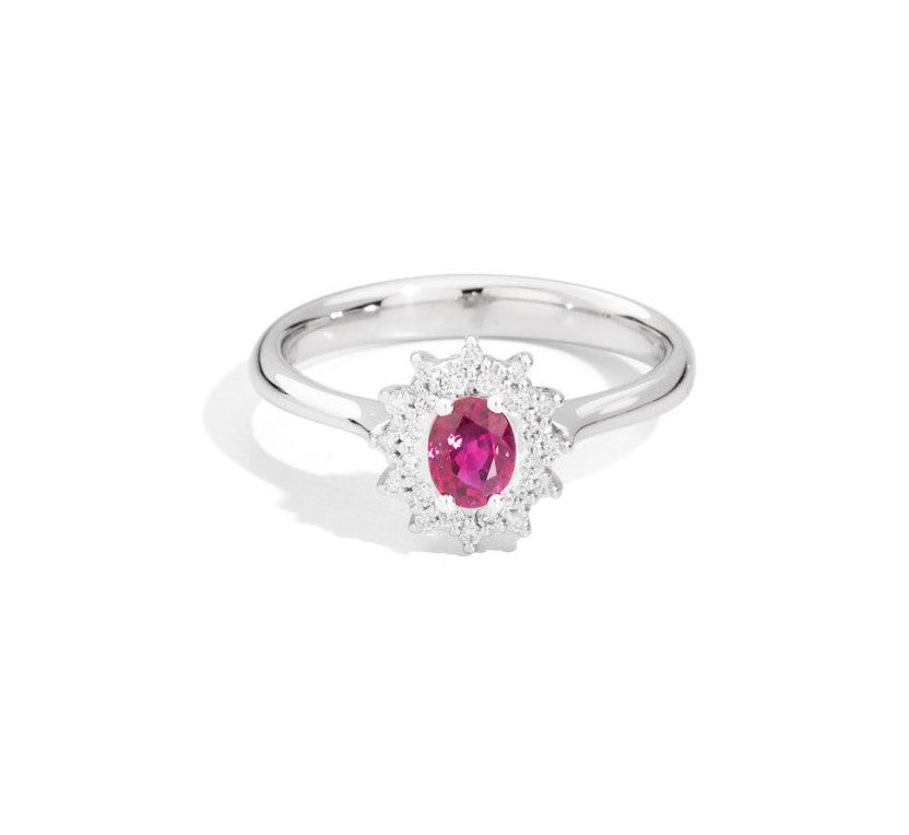 Anello donna Recarlo in oro bianco, diamanti e rubino R77CC001/RB-13