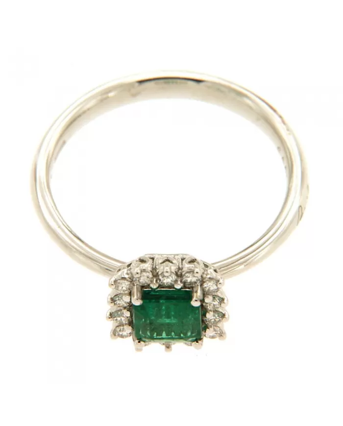 Anello donna Recarlo in oro bianco, diamanti e smeraldo R79CC037/SM010-14
