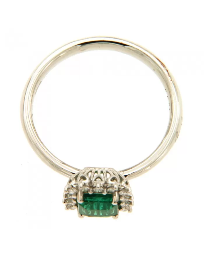 Anello donna Recarlo in oro bianco, diamanti e smeraldo R79CC037/SM010-14