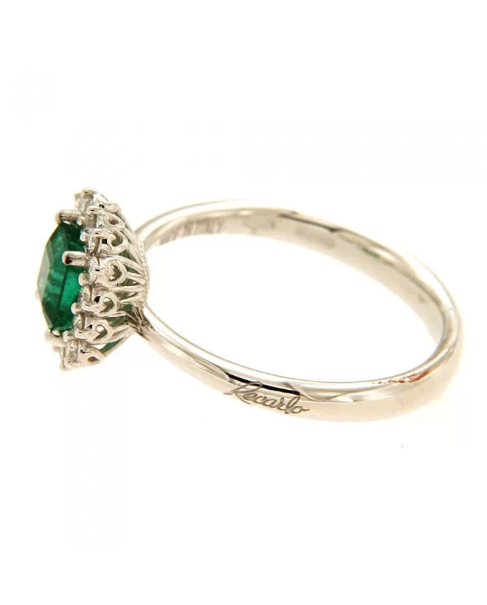 Anello donna Recarlo in oro bianco, diamanti e smeraldo R79CC037/SM010-14
