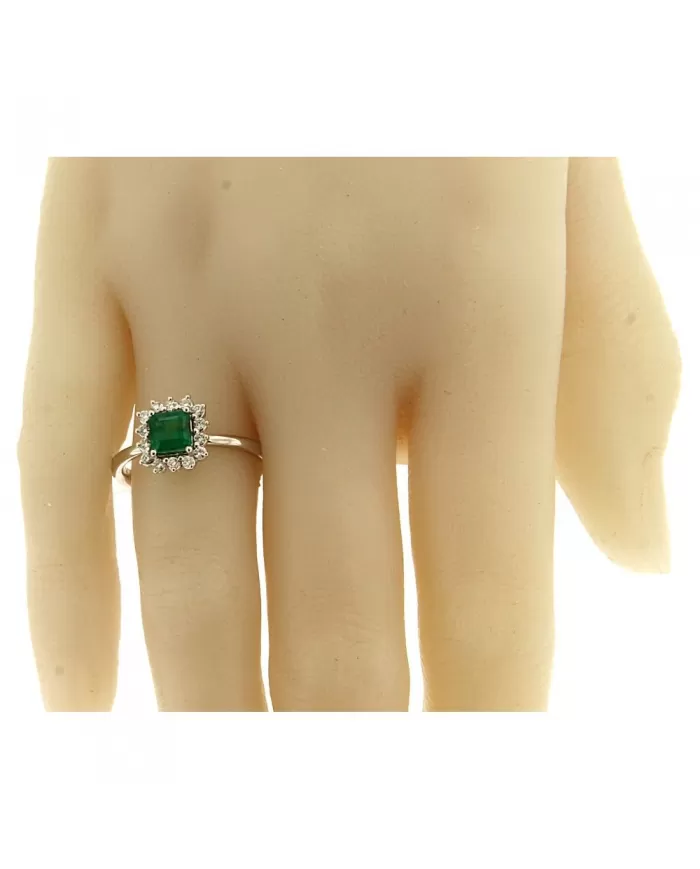 Anello donna Recarlo in oro bianco, diamanti e smeraldo R79CC037/SM010-14