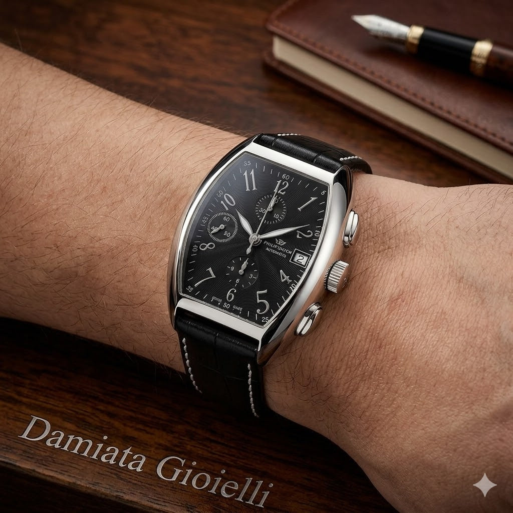 Orologio automatico cronografo uomo Philip Watch Panama in acciaio e pelle R8241985035