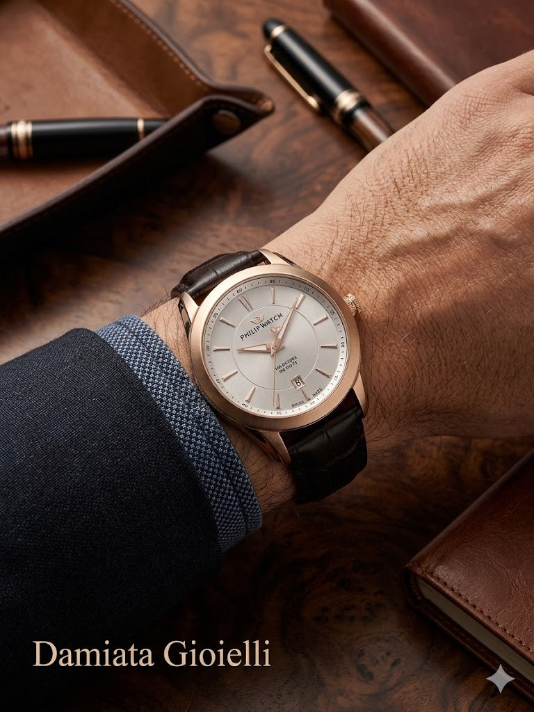 Orologio solo tempo uomo Philip Watch in acciaio e pelle R8251196004