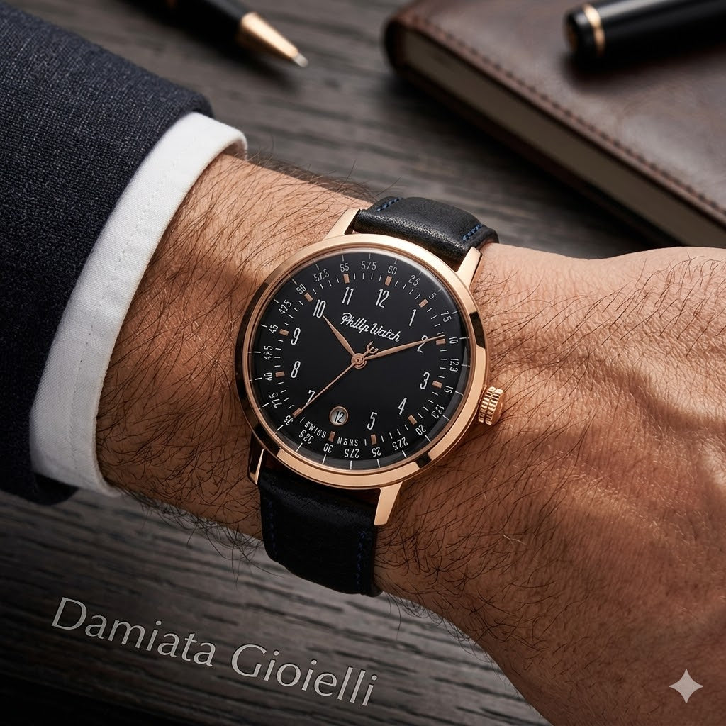 Orologio solo tempo uomo Philip Watch collezione Grand Archive in acciaio e pelle R8251598001