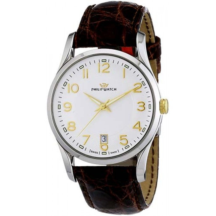 Orologio solo tempo uomo Philip Watch in acciaio e pelle R8251680165