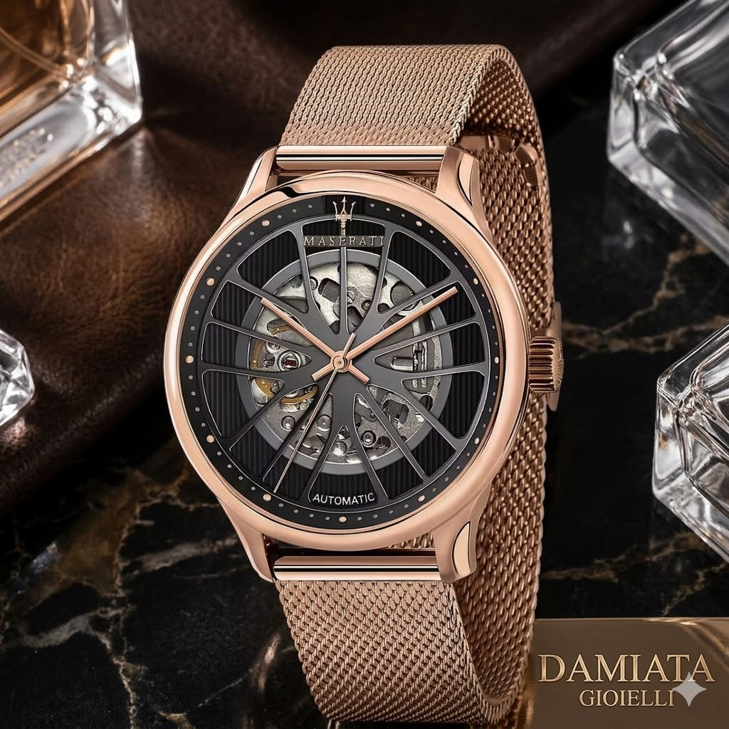Orologio automatico solo tempo uomo Maserati in acciaio rosè R8823136001