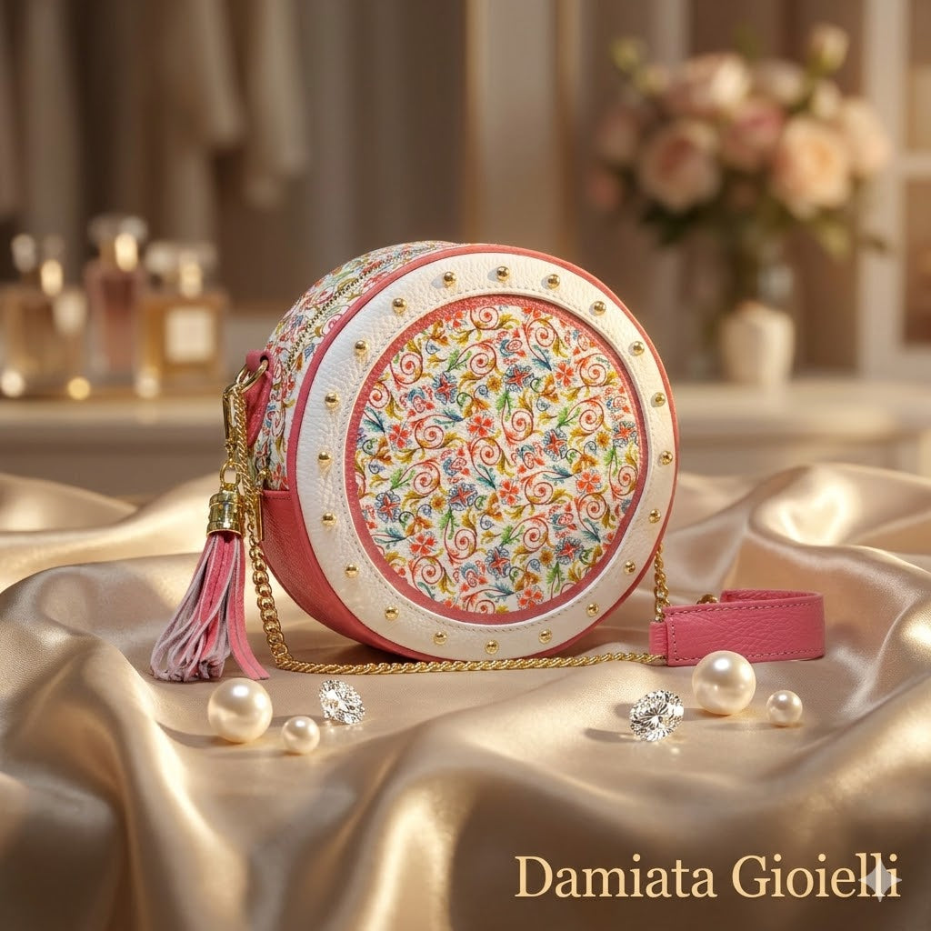 Borsa Ammia donna in pelle collezione "SCARAMANZIA" colore fragola