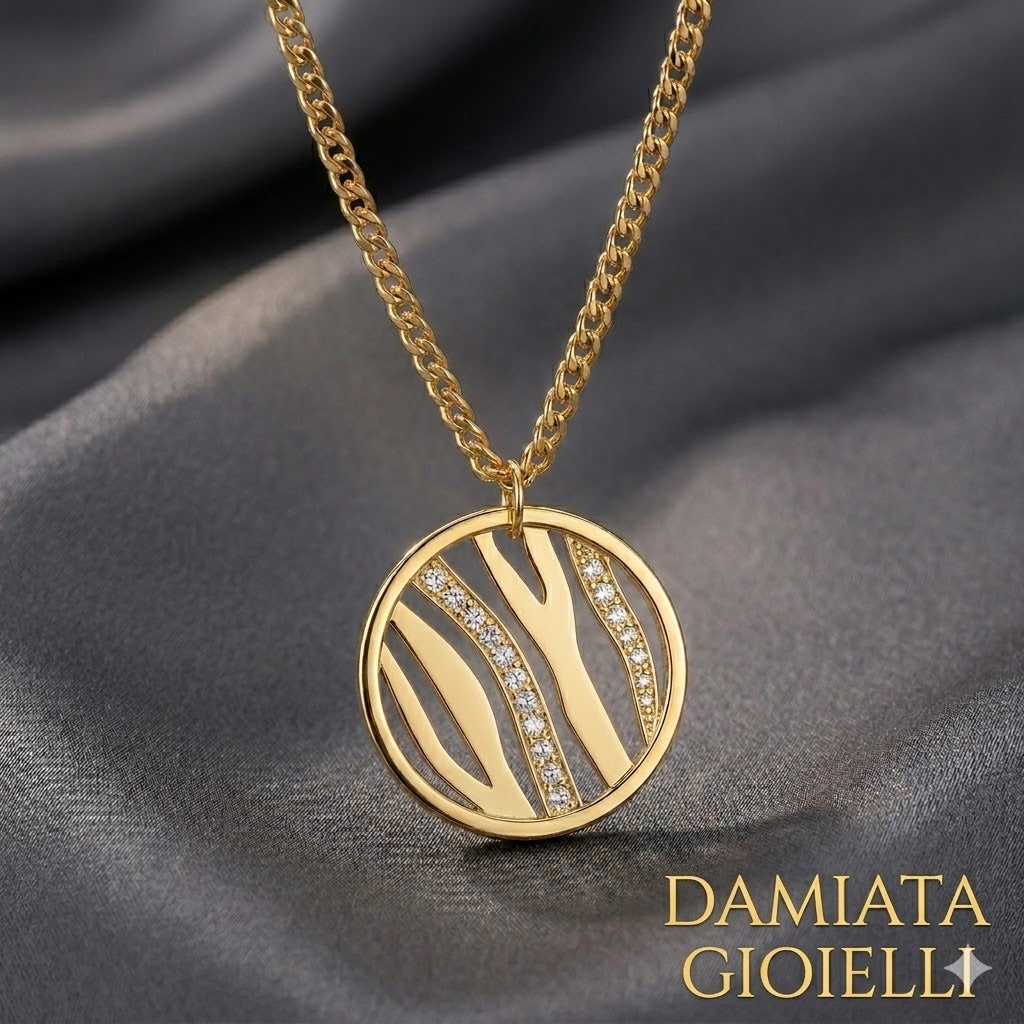 Collana donna Just Cavalli in acciaio dorato e zirconi SCQL12