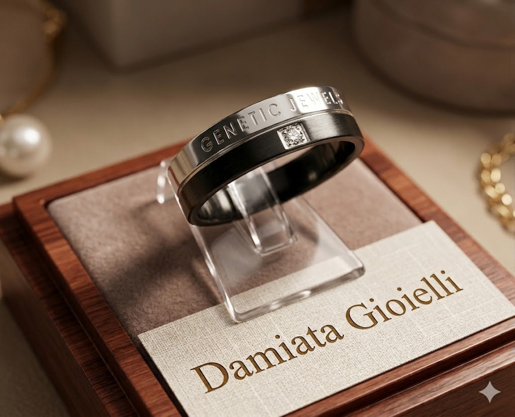 Anello unisex Genetic Jewels in acciaio bicolore e zircone STA063-13/1