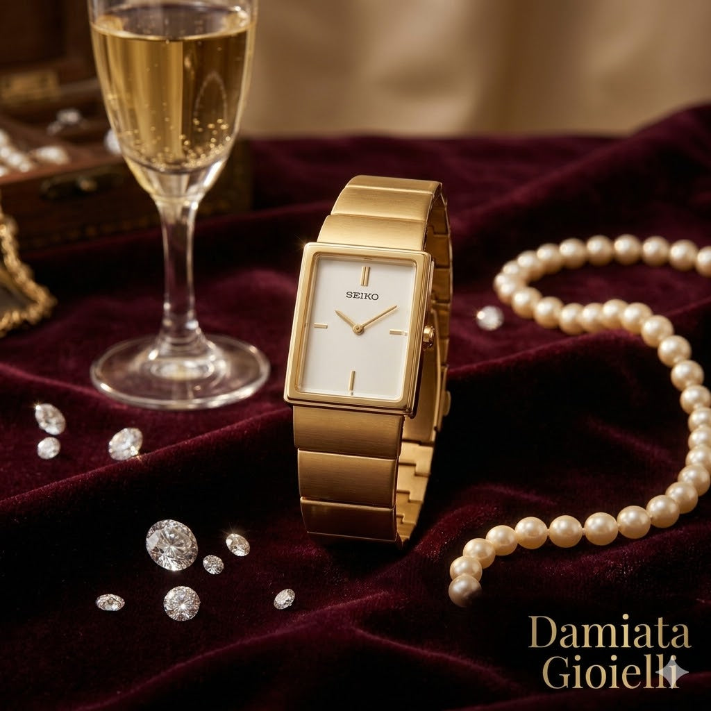Orologio solo tempo donna Seiko in acciaio dorato SXJW64P1