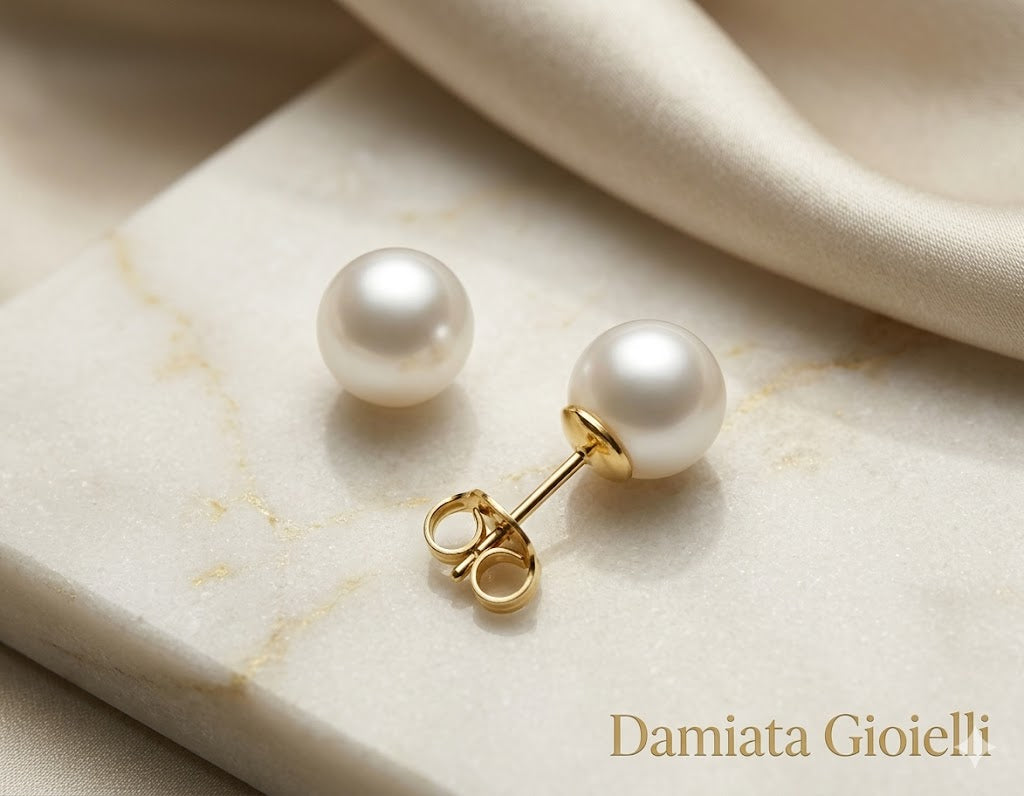 Orecchini a bottone donna Orelù in oro giallo e perle d'acqua dolce ref. SZIX