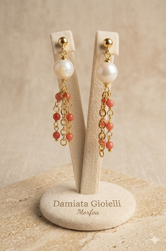Orecchini pendenti donna Morfea Gioielli in ottone con quarzi rosa OR0001Q