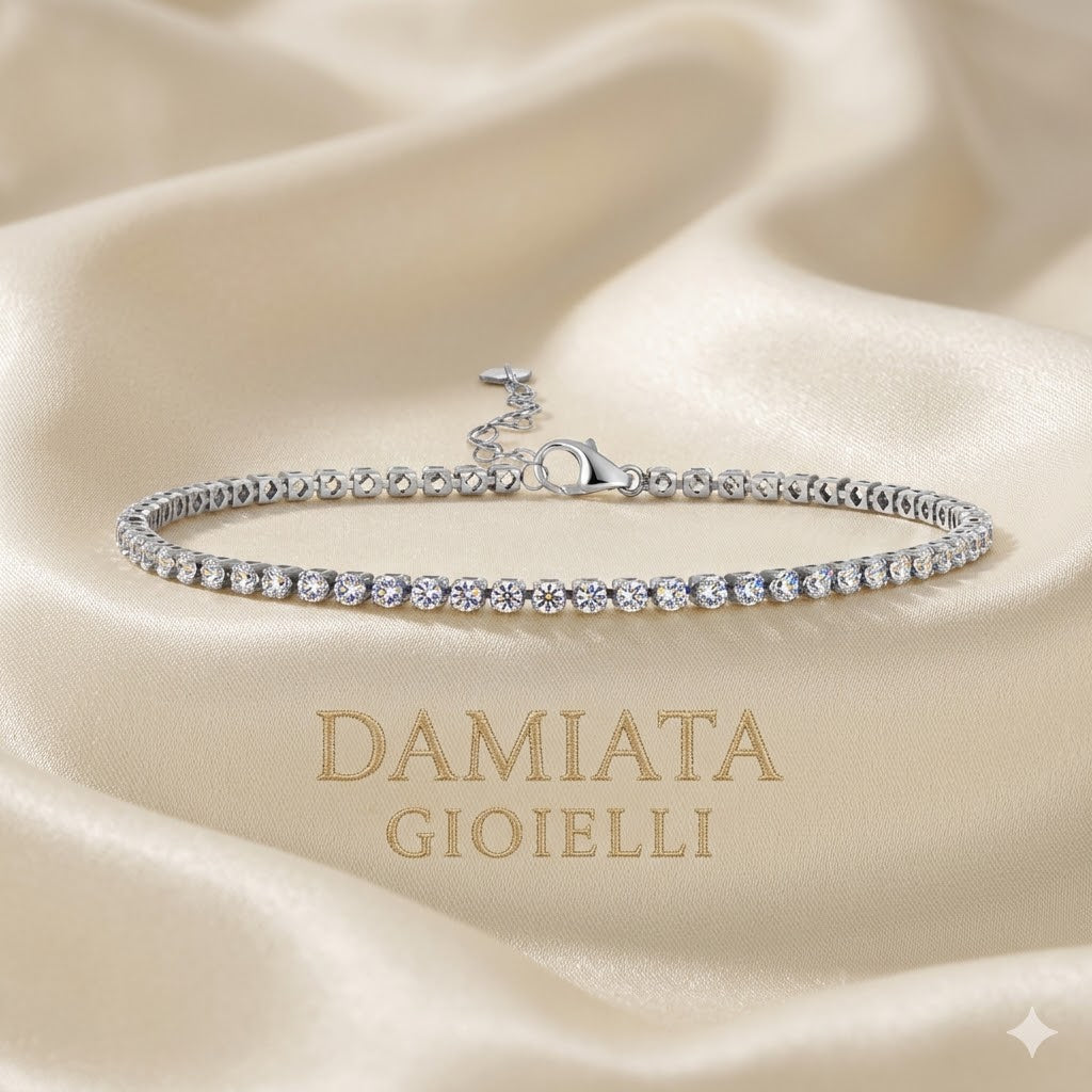 Bracciale tennis unisex IGOLD in oro bianco e zirconi T001BH